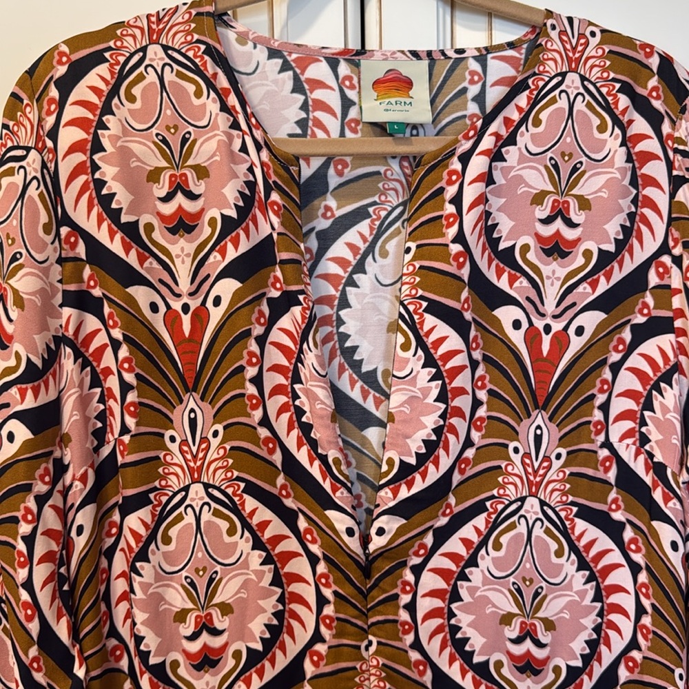 FARM Rio Pineapple Jewelry Long Sleeve Maxi Dress Women’s Large - Picture 3 of 9